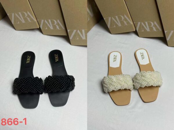 Zara Pearl Weaving Flat Sandals